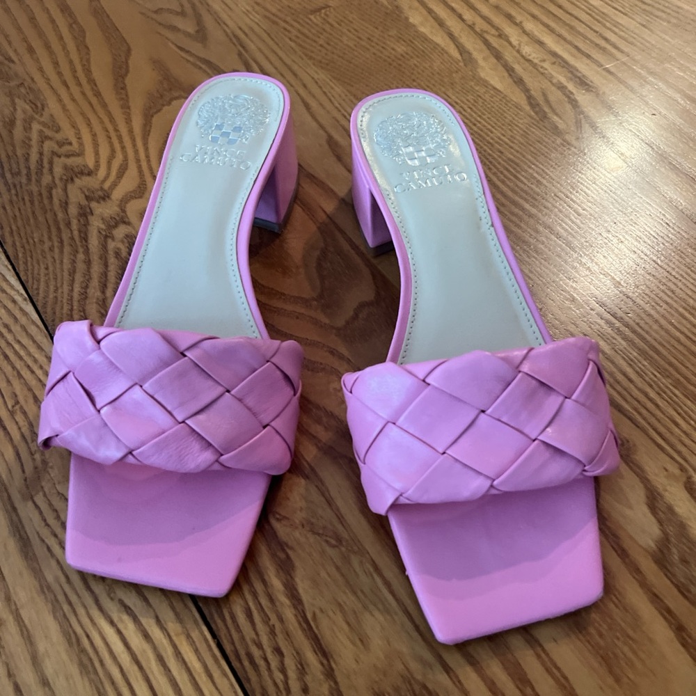 Vince Camuto Pink Woven Mules